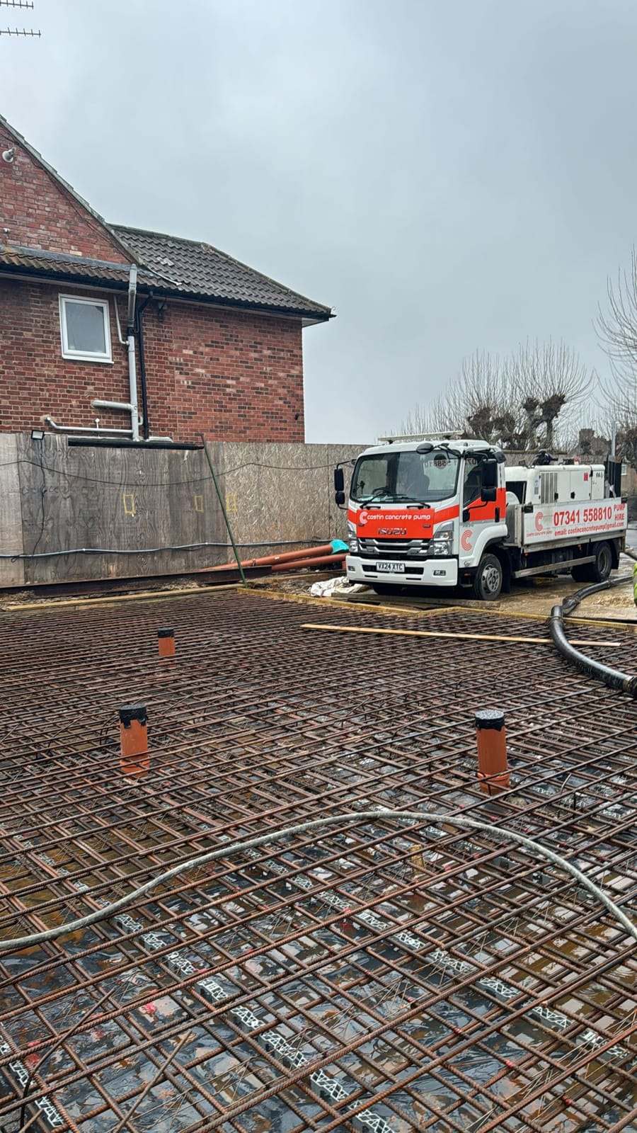 Concrete pumping in progress